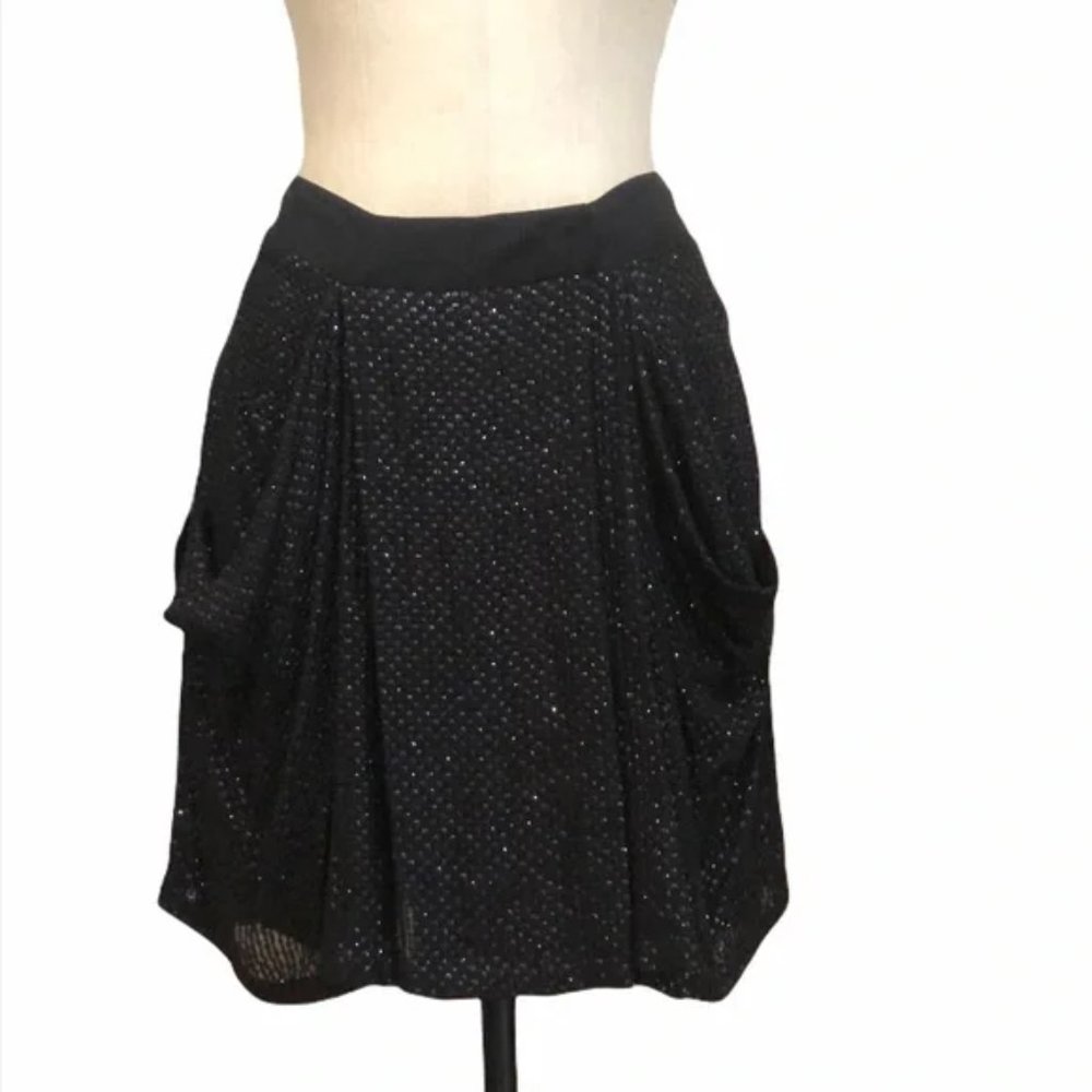 Diane von Furstenberg black silk formal beaded skirt